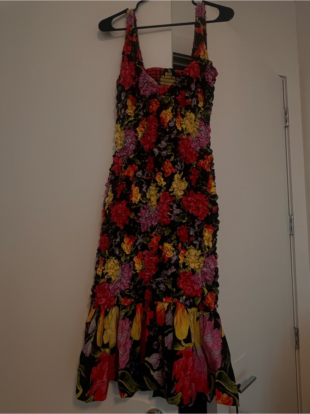 Noritake Black Floral Dress with Red and Yellow Accents